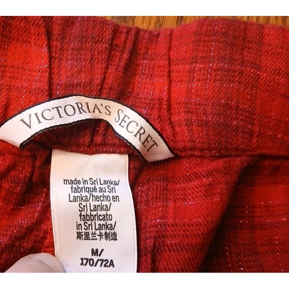 Victoria's Secret sleep Shorts Pajama Bottom Med Red Black Checkered Sleepwear - Picture 7 of 8